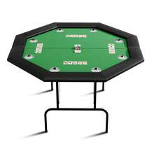 Pokertisch 8-Spieler, Achteckig Grün Casino Poker Tisch mit Edelstahl Getränkehaltern, 2-Fach Klappbar - Grüner Stahlbecher - Übersicht 1