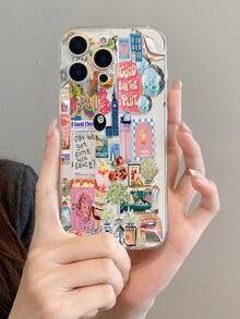 1 件时尚台球大楼字母鸡尾酒图案透明 TPU 全身防摔防指纹手机壳，适用于 Apple XS/XS Max/XR/11/12/13/14/14 Plus/15/15 Plus/16/16 Plus/7/8 Plus 等型号 - 彩色 - 查看 8