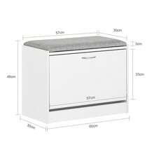 SoBuy FSR16-W, Hallway Shoe Bench Shoe Rack Shoe Cabinet With Flip-Drawer And Removable Seat Cushion, White, Depth: 30cm - Grey - View 4