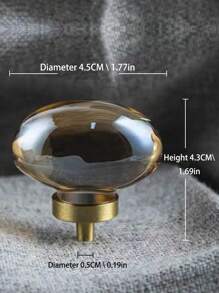 6件装透明香槟水晶蛋形橱柜拉手，适用于橱柜、衣柜、梳妆台、洗脸台、儿童房、鞋柜、抽屉，黄铜材质，透明把手，配螺丝 - 金色 - 查看 11