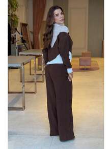 Warm Knit Mousse Set With Zipper Missione - Rust Brown - View 3