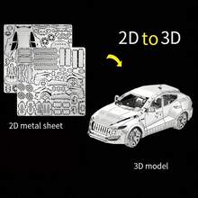 3D金属拼装模型DIY不锈钢扣拼图跑车卡丁车越野车模型无需胶水生日礼物装饰摆件 - 交通工具3 - 查看 6