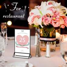 4 Pack4x6inch 5 X 7 Inch Clear Acrylic Sign Holder With Borders And Vertical Stand, Double Sided Table Menu Holders Picture Frames For Restaurant Signs, Wedding Party Table Numbers