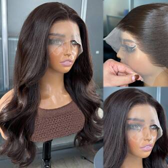 Braune 13x4 Kanekalon Futura Haar Synthetische Lace Front Perücken für Frauen 22 Zoll lang wellig Körperwelle Klebefrei Kanekalon Haar beständig Synthetische Haar Perücken Freier Teil 150% Dichte für Frauen Alltäglicher Gebrauch Natürlich aussehende Synthetische Weiche Perücken Einfach zu installieren und abzunehmen für Anfänger