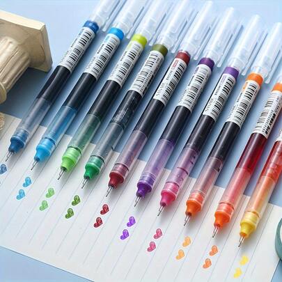 12 pixuri cu bilă cu cerneală lichidă, culori asortate, uscare rapidă, capacitate mare, 0,5 mm, pentru studenți, birou, semnătură, înapoi la școală