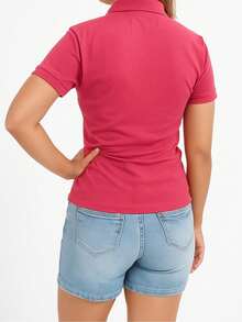 Baby Look Women's Polo Neck Piquet Premium - 玫紅色 - 查看 2