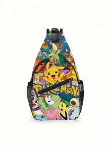 Bolso cruzado, de cintura o de pecho con impresión 3D de Pikachu Pokémon para estudiantes de primaria y secundaria