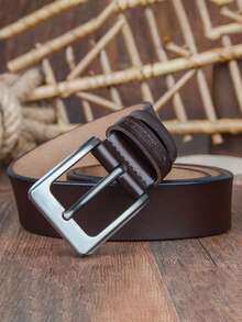 1pc COWATHER Vintage Men's Belt, Minimalist Pin Buckle Leather Belt XF002 - Multicolor - View 6