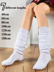 1 Pair White Over-The-Knee Socks, Elephant Pattern Warm Thigh High Slouchy Socks, Autumn/Winter