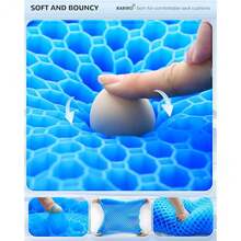 Enlarged 19.7" Gel Seat Cushion, Egg Gel Chair Pads For Wheelchair Pressure Coccyx Sciatica Pain Relief, Cooling Desk Seat Cushion For Kayak, Car, Office Chair Long Sitting[Black]-657741 - 藍色169145275英寸 - 查看 8