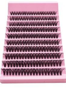 200pcs Flare Eyelashes 8mm-16mm D Curl Density Individual Lashes Extension For Makeup Tools, Create Natural & Dramatic Effect Faux Lashes For DIY At Home Lash Clusters,Eye Lash Clusters,Individual Eyelashes,Lashes,Fake Lashes - C - View 10