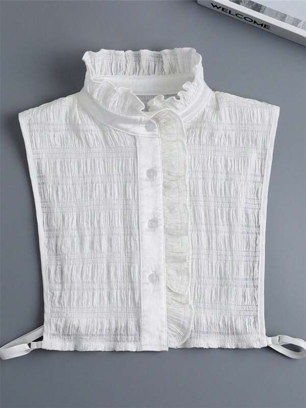 1pc Women's Pleated Ruffle Collar Casual Top