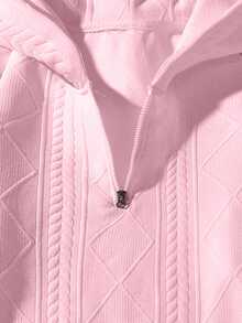 Sudadera con capucha y media cremallera casual para hombre, otoño - Rosa - Ver 8