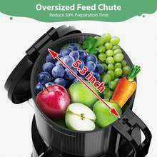 ✨Cold Press Juicer | 5.3" XL Chute Whole Fruits No-Cut | Self-Feeding Tech | 1.7L Large Capacity | High Juice Yield & Easy Clean | Black Luxury For Healthy Morning Drinks​​ - US A Type Plug(110-127V) - View 2