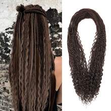 24 Inch 30 Strands Dreadlock Extensions Sets,3 In 1 Mixed Synthetic Dreads Extensions, Black Straight&Curly&Boho Handmade Dreads Hippie Style Dreadlocks For Woman - Multicolor - View 15