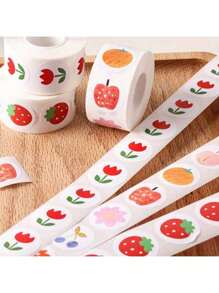 500 Peças/Rolo Adesivos de Recompensa Fofinhos de Morango Scrapbooking, Adesivos de Envelope de Frutas para Festa de Aniversário, Lembrancinhas, Produtos de Panificação