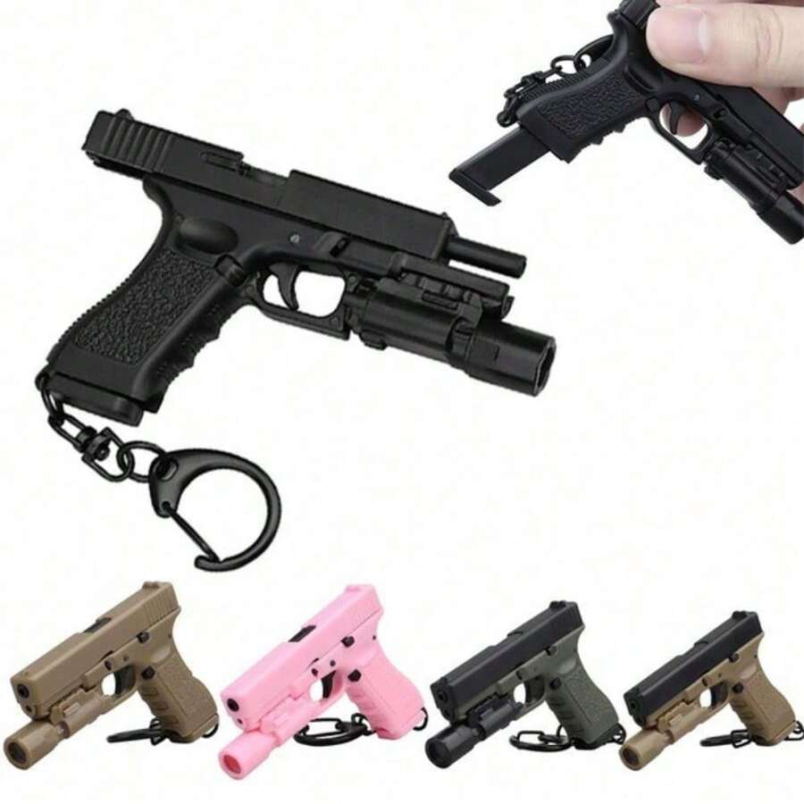 G17 1: 4 Models Tactical Pistol Shape Keychain Mini Portable Decorations Gun Keyring Gift