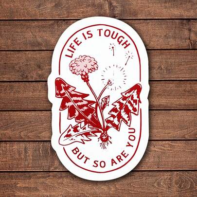 5 paquetes de pegatinas "La vida es dura, pero tú también lo eres", pegatinas motivacionales, pegatinas de diente de león, pegatinas mate, pegatinas de pinceladas de colores - Duraderas y resistentes a los rayos UV | Acabado brillante | Perfectas para portátiles, botellas de agua, teléfonos | Regalo ideal para amantes de los libros y lectores, perfecto para volver a la escuela, regalos para amantes de los libros, arte, dibujos, decoraciones de jarrones, parches, decoración perfecta para cubículos