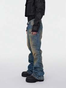 Pantalones vaqueros de mezclilla casuales y de moda para hombres - Bronce - Ver 4