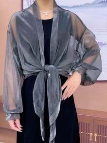 1 Khăn choàng thời trang mới cho nữ, khăn choàng voan chống nắng mùa hè nhẹ, thoáng khí và thoải mái, kiểu dáng ngắn để mặc - Nhiều màu - Xem 9