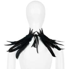 哥特式人造羽毛项链项圈 万圣节派对配饰