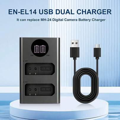 EDEKOY EN-EL14 USB Dual Charger Instead Of MH-24 Charger For EN-EL14 EN-EL14a Battery For Nikon D5300 D3400 D5500 D5200 D3100 D3200 D3300 D3500 D5600 D5100 DF Coolpix Pix 77800 P7700 P7100 P7000 Camera
