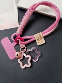 1pc Woven Phone Lanyard, Short Anti-Drop Wrist Strap, Suitable For Any Phone Case, Star Pendant, Women