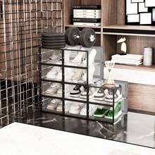 12/24pcs Shoe Boxes Thick Transparent Plastic With Lidsz, Foldable Stackable Shoe Rack, Plastic Sneaker Container, Space Saving Storage Organizer, Suitable For Foyer, Bedroom, Home, Dormitory, Etc
