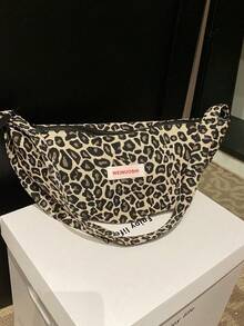 Túi đeo chéo thời trang nữ hàng ngày, Túi lưỡi liềm họa tiết da báo - Màu vàng - Xem 3