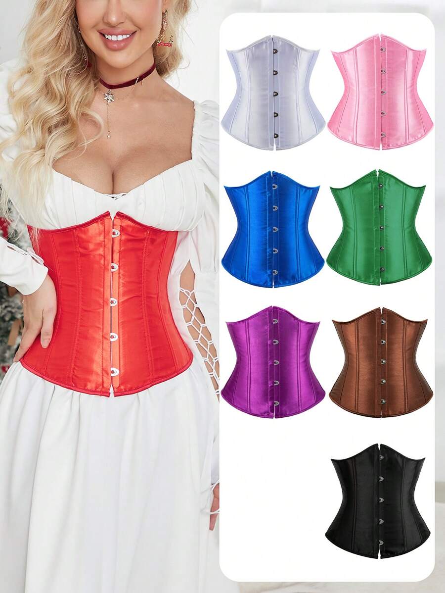 Women's Waist Trainer Corset Top, Adjustable Back Tie Crop Top, Suitable For New Year Party, Valentine's Day, Holiday, Halloween Costume