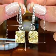 1 Piece Elegant French-Style Yellow Synthetic Gemstone Pendant Earrings Nickel-Free Copper Polished Lightweight Jewelry Accessory For Women Teens Fashion Lovers Daily Wear Party Mother's Day 2026 Unique Heartfelt Sentimental Surprise Gift For Mom Grandma - 黃色 - 查看 1