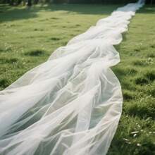 1 Piece, Elegant Extra-Long White Tulle Wedding Background Cloth - 50 Meters /10 Meters /30 Meters In Length, Suitable For DIY Bride's Party, Birthday, Halloween And Christmas Decoration - Hand-Washed Transparent Party Ceremony Background Cloth, Perfect Valentine's Day And Bride's Gift, Wedding Decoration, Event Decoration, Simple Design, High-Quality Handcrafted Materials