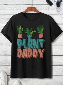 Cactus Planter Pot , Durable Shirt, Fashion Choice, Mens T Shirts, Comfortable For Group Runs Or Solo Jogs In The Park,100 Percent Cotton Shirts, Black Street Graphic Tees, Men's T-Shirt, Funny Graphic Vintage T Shirts,S-XXXL,Christmas And New Year Gifts - 黑色 - 查看 3