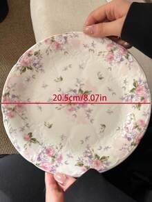 1pc Pink Rose Ceramic Coffee Cup & Saucer Set, French Romantic Floral Relief Teacup & Plate Set, Floral Western Dessert Plate, Home Decor Serving Dish, Suitable For Restaurant, Garden Afternoon Tea, Cafe, Candlelight Dinner, Housewarming, Holiday Gift, Couple Date Tableware - Multicolor - View 17