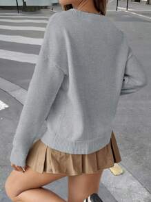 Women's Crew Neck Knit Long Sleeve Pullover Sweater, Back To School, Autumn/Winter