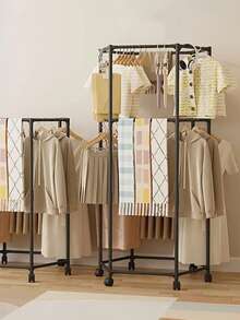 6-seitiger drehbarer Kleiderständer - stabiles Metallrohr, unabhängiges Design, tragbare und effiziente Kleidungsaufbewahrung und -präsentation, schwarz/weiß, geeignet als Wäscheorganizer für alle Jahreszeiten, hexagonale Form mit 6 Rollen drehbar und beweglich, Stütze aus 16 mm verstärktem Metallstab, geeignet für Schlafzimmer, Wohnzimmer, Balkon, Waschküche - Verschiedenfarbig - Übersicht 12