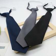 1pc JK Tie, Korean/Japanese Style School Uniform Tie, Black/Dark Grey/Navy, Clip-On Short Tie, (Color Random) For Dress For Christmas Decor,Festival,Travel - Black - View 1