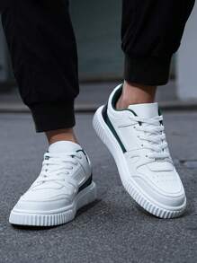 ​Men's Arctic White & Utility Green Block Low-Tops - Campus Pathway Comfort Shoes With Ring-Grip Sole, Year-Round Essential Academic Wear​ - 白綠 - 查看 5