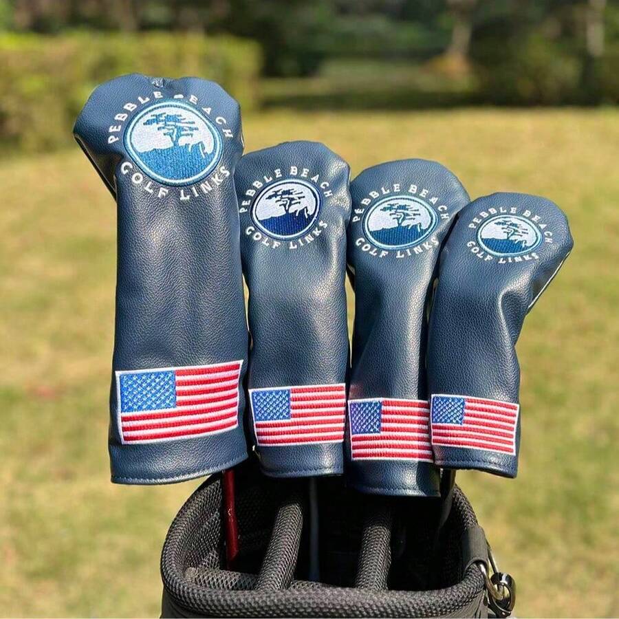 Bao đầu gậy golf họa tiết cây nhỏ, bao đầu gậy Driver, bao đầu gậy Fairway Wood, bao đầu gậy Hybrid, bao đầu gậy Putter bằng da PU. - Màu xanh lam - Xem 1