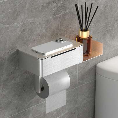 [Flat J-Style With Extension] Bathroom Wet Wipes Box, Toilet Paper Box, Paper Towel Holder, Wall-Mounted Toilet Paper Rack For Bathroom, Home Use Roll Paper Holder