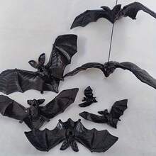 5/20pcs Aogue Halloween Bat Hanging Decorations - Realistic Black Plastic Vampire Bats With Red Eyes For Spooky Party, Haunted House, And Outdoor Decor, Halloween Decorations - Multicolor - View 10
