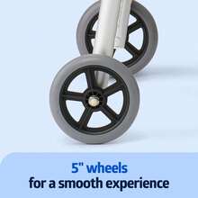 Medline Caminador plegable de dos botones con ruedas, metálico, 1 unidad - Metálico - Ver 9