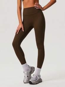 Sodalemon Women Running Workout No Front Seam Buttock Lifting Light Weight Eu Size Training Yoga Pants Casual Outdoor Sport Leggings Tights Spring - Coffee Brown - View 5