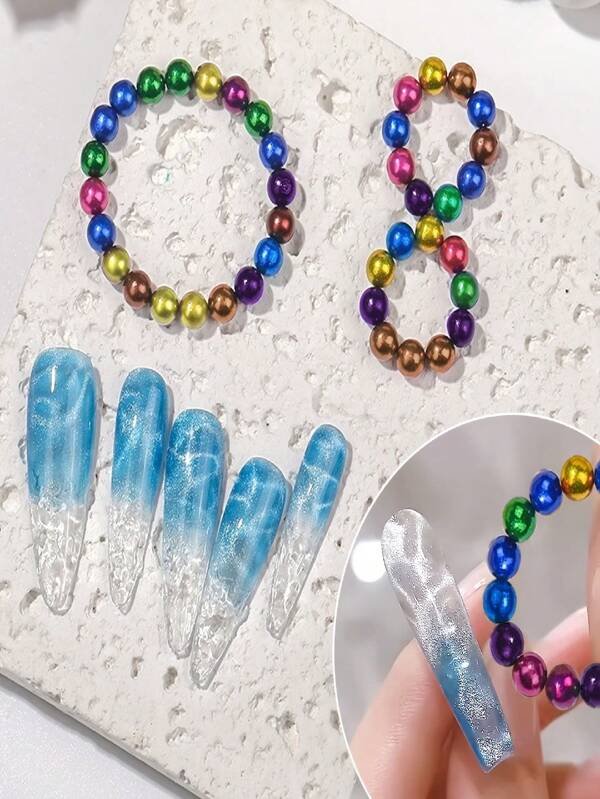 20 Round Colorful Magnet Beads Nail Art Tools, Colorful Nail Art Design Sparkling Strong Magnetic Beads, Easily Create Water Ripple Ice Flower Cat's Eye Effect, Salon Nail Art DIY Decorative Nail Supplies, Nail Cat's Eye Magnet ,Friend Gifts, Female Gifts, Halloween Supplies, Travel Supplies, Christmas Supplies (Usage: After Applying The Cat Eye Glue, Place The Magnet Close To The Nail For 5-10 Seconds And The Effect Will.)