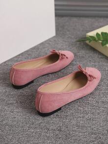 European & American Fashion Ballet Flats For Women, Woven Bow Round Toe Soft Leather Soft Sole Comfortable Slip-On Shoes