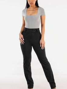 Super High Waist Dressy Bootcut Pants Charcoal - Multicolor - View 2