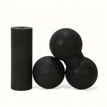 3pcs Mini Yoga Foam Roller Set - Mini Foam Roller, Muscle Massage Roller, For Post-Workout Muscle Relief, Deep Tissue Relaxation And Tension Release, Mini Foam Roller + Peanut Ball + Trigger Point Massager, Black/Blue - Multicolor - View 10