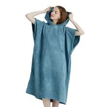 1 件超细纤维毛巾斗篷成人，（78*110 厘米）毛巾布游泳罩衫，男女适用，冲浪更衣巾，毛巾浴袍 - 彩色 - 查看 10