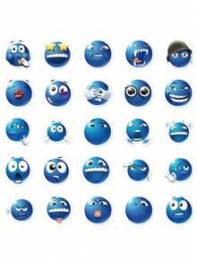 50pcs Cartoon Blue Bean MEME Stickers Suitable For Luggage, Laptop Notebooks, Scrapbooks, Classroom Decorations, And As Holiday Gifts For Good Friends.