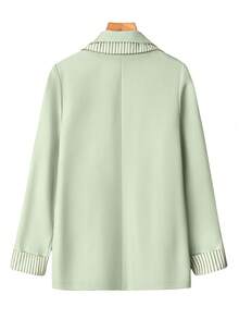 Vielseitige Damen Blazer mit Doppelkragen, einfarbig & gestreift Langarm, Herbst/Winter Büro & Lässig Oberteil